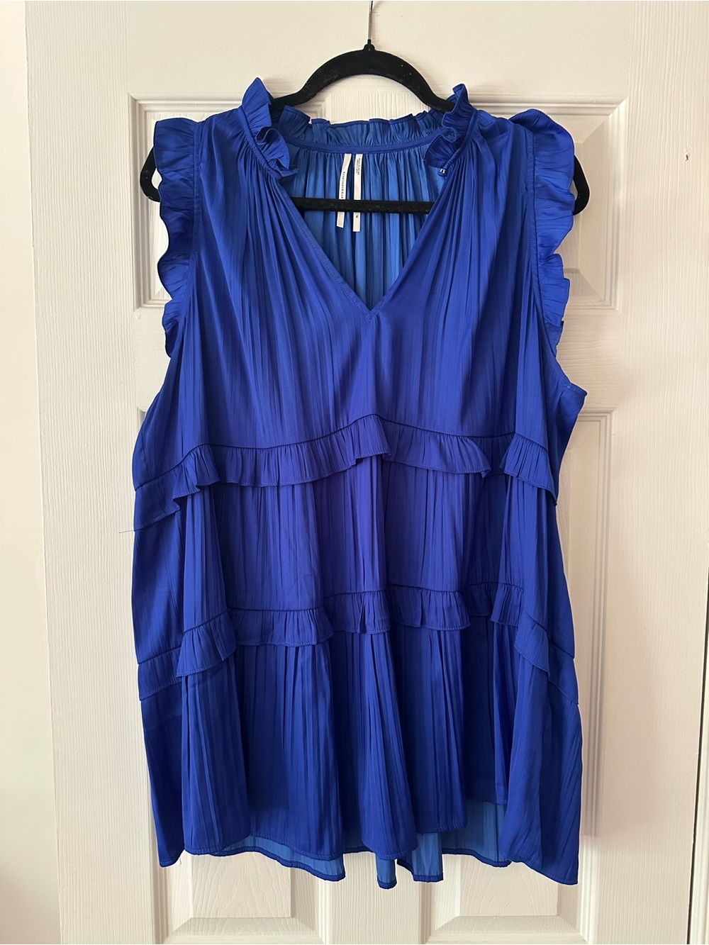 Anthropologie Royal Blue Ruffle Tiered Sleeveless Top size XL - Picture 4 of 4